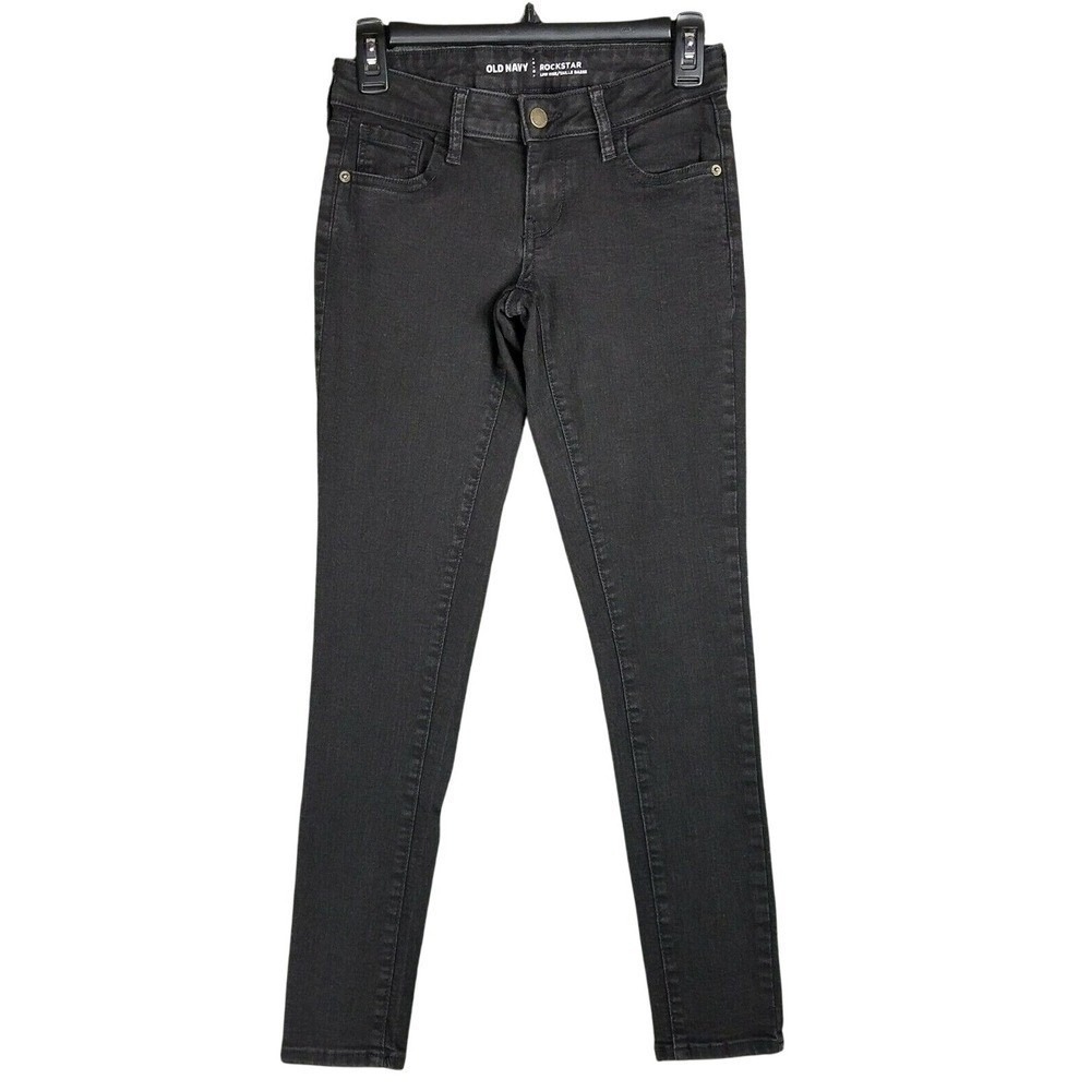Old Navy Rockstar Jeans Womens 2R Black Skinny Low Rise Stretch Denim‎ Pants
